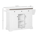 Homcom Rolling Kitchen Island With Storage, Kitchen Cart With Stainless Steel Top, Spice Rack & Drawers, White White Mdf