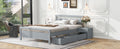 Full Size Wooden Platform Bed With 2 Storage Drawers And 2 Bedside Tables, Gray Full Gray Pine