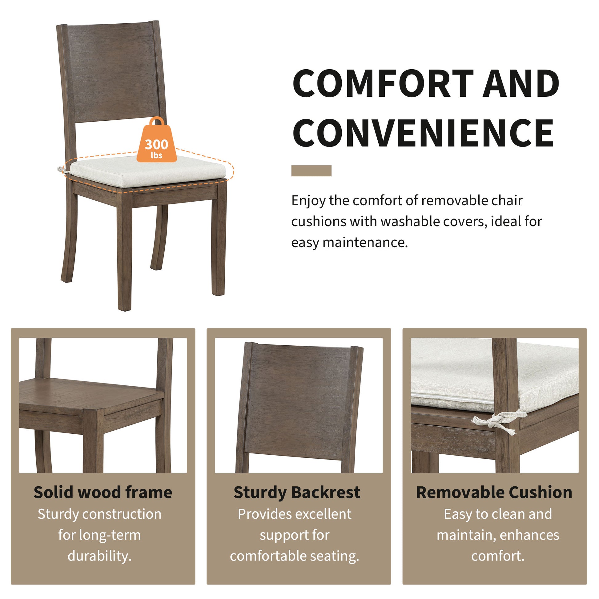 6 Piece Wood Dining Table Set With Storage Shelf And Curved Legs, Kitchen Table Set With Bench And 4 Removable Cushions Dining Chairs, Modern Style, Brown Gray Cushion Wood Dining Room Solid Wood Rubberwood Rectangular Dining Table With Bench Wood Wood