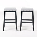 Saddle Barstool Light Grey Wood Fabric