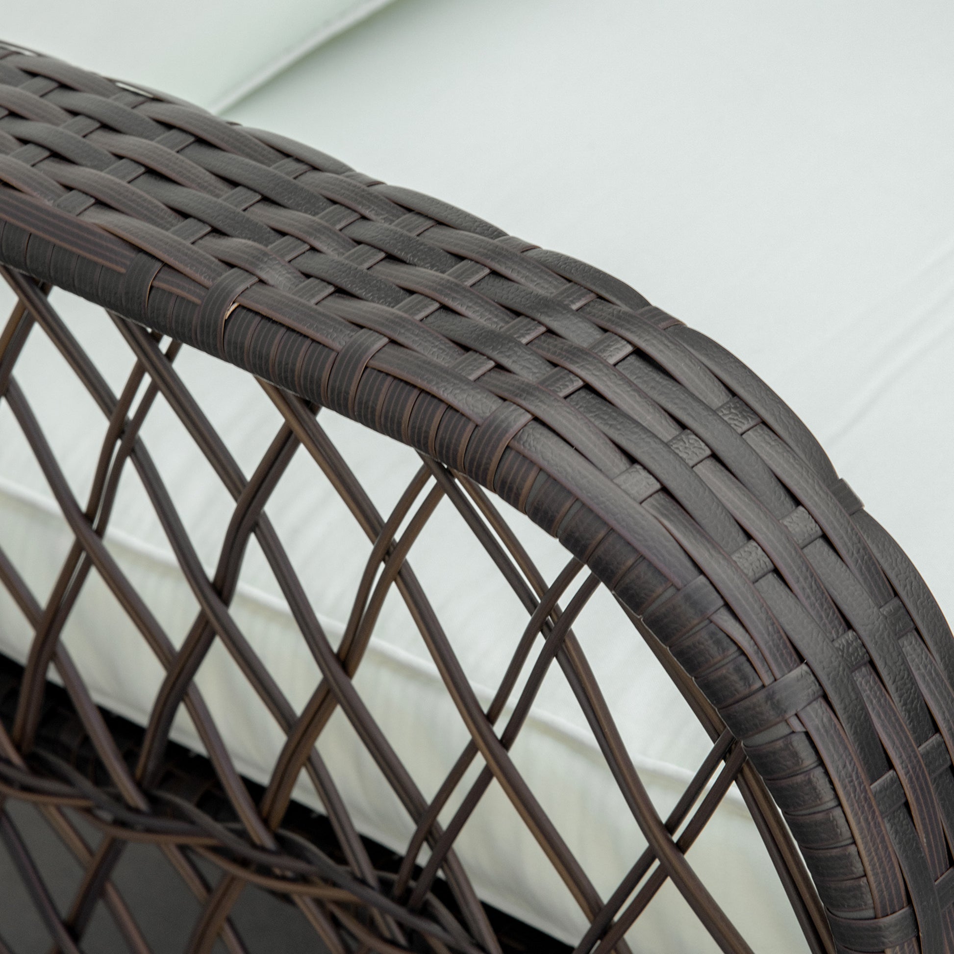 Outsunny Outdoor Wicker Rocking Chair With Wide Seat, Thick, Soft Cushion, Rattan Rocker W Steel Frame, High Weight Capacity For Patio, Garden, Backyard, Cream White Cream White Polyester