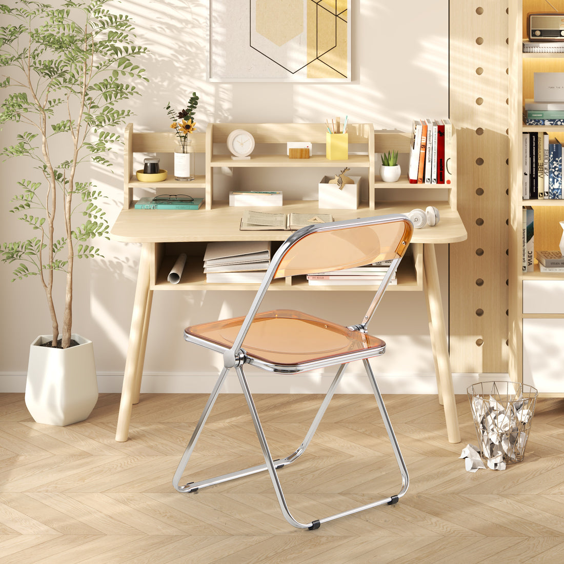 Folding Chair Transparent Chairs Ghost Stackable Crystal Folding Chair Pc Plastic Living Room Seat Chrome Frame And Foldable Acrylic Chair Fo Orange Orange Pc