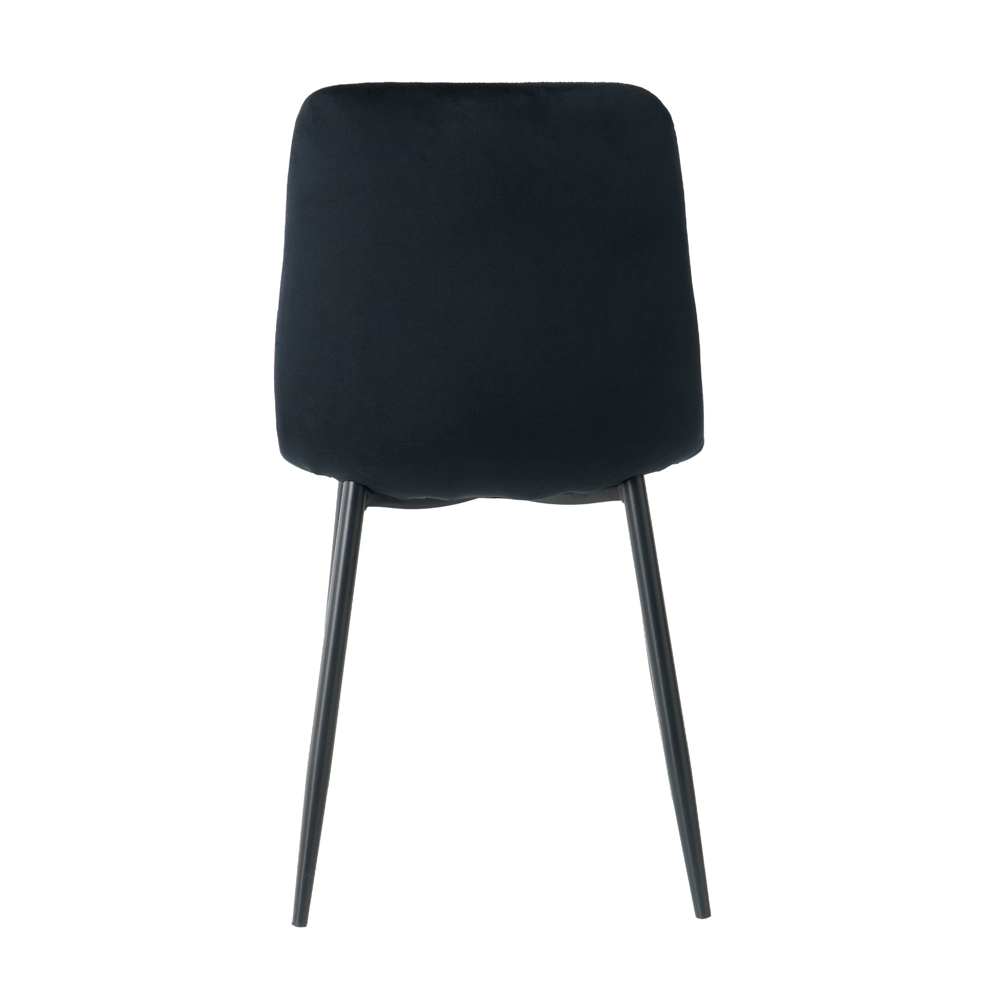 Indoor Black Velvet Dining Chair, Modern Kitchen Dining Chair With Cushion Back, Upholstered Side Chair With Black Coated Metal Legs, Family Kitchen Dining Room And Living Room Set Of 4 Metal Black