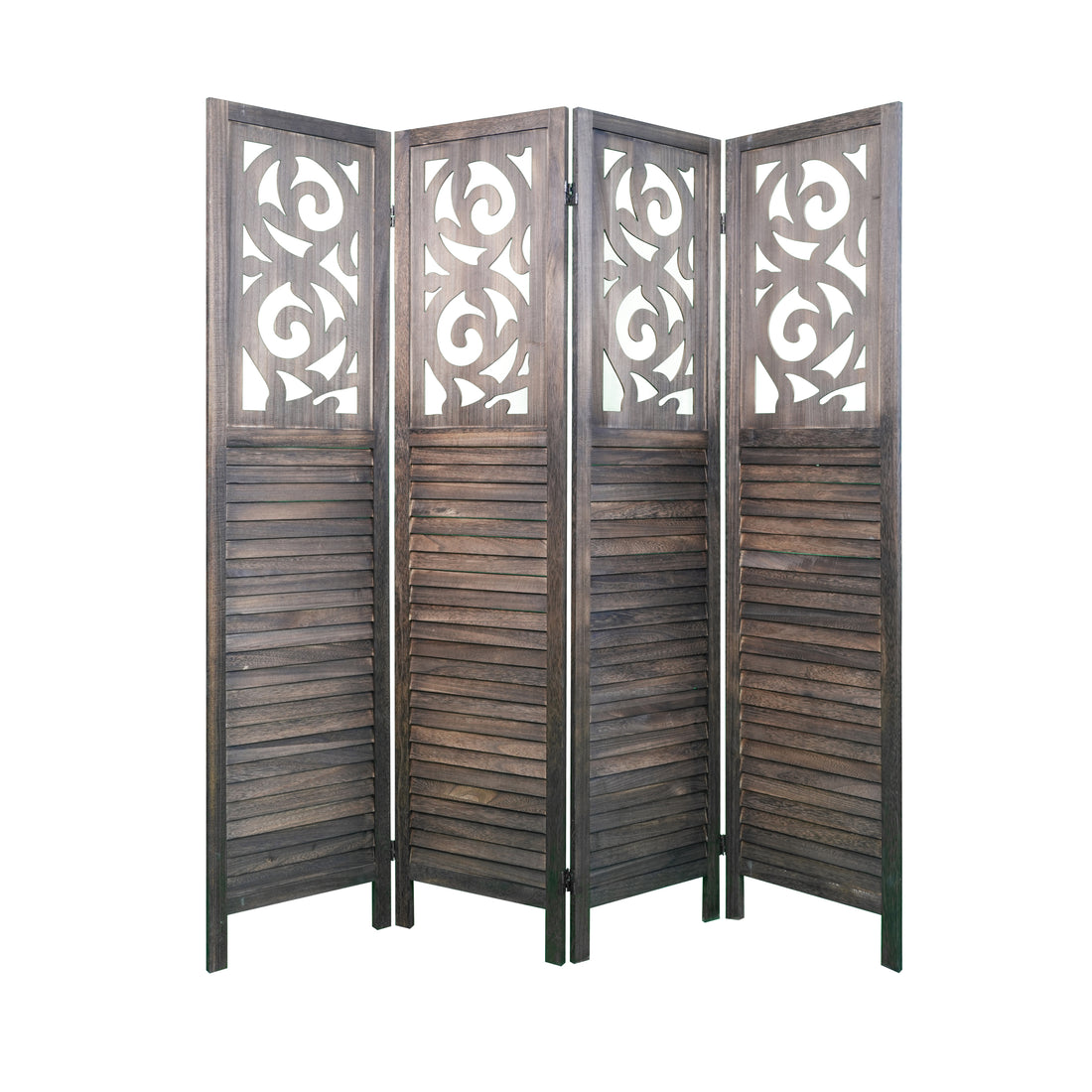 4 Panel Room Dividers, 6Ft Carved Wood Room Divider Partition Room Dividers Wall Wooden Carved Folding Privacy Screens Foldable Panel Wall Divider For Office Restaurant, Rustic Brown Rustic Brown Classic Wood