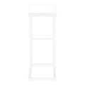 Accent Table, C Shaped, End, Side, Snack, Living Room, Bedroom, White Laminate, White Metal, Contemporary, Modern White Particle Board