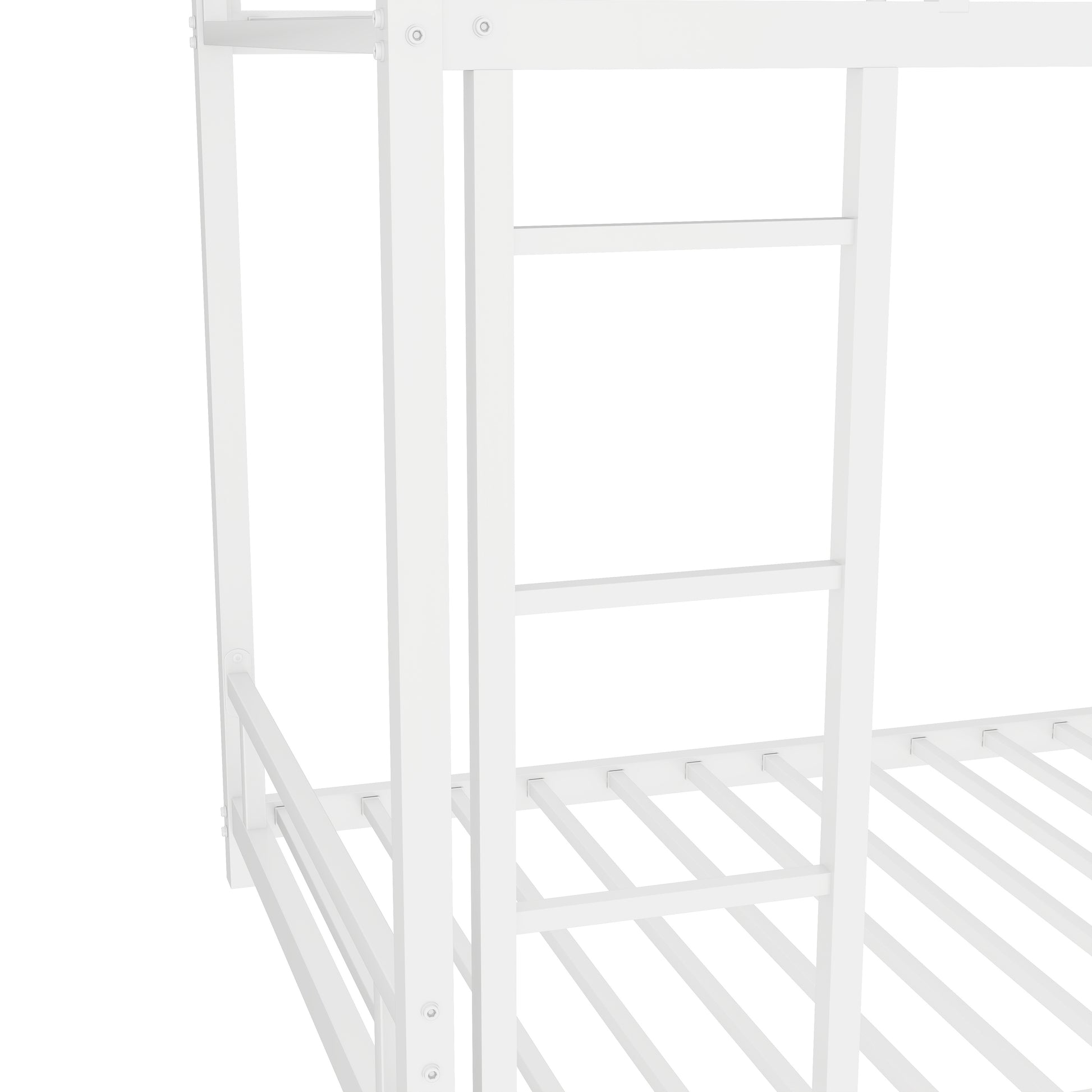 Metal Twin Over Twin Bunk Bed Heavy Duty Sturdy Metal Noise Reduced Safety Guardrail No Box Spring Needed,White Twin White Metal Metal