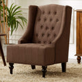 1Pc Modern Living Room Button Tufted Wingback Accent Chair Luxury Look Diamond Button Tufted Pattern Chocolate Color Chocolate Primary Living Space Traditional Foam Wood