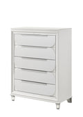 1Pc Modern Contemporary Chest Five Storage Drawers White Cream Finish Bedroom Wooden Furniture White Bedroom Contemporary,Modern Wood