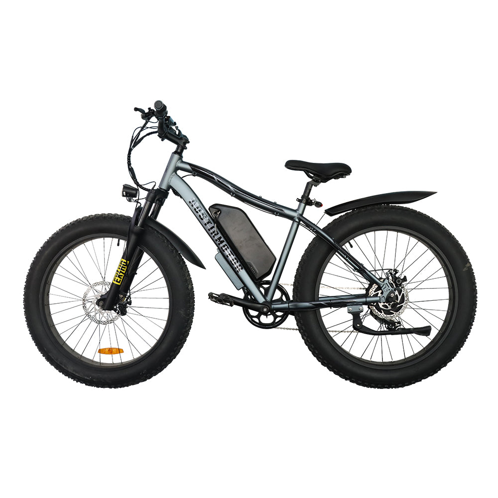 Aostirmotor S07 Max 26" 1000W Electric Bike Fat Tire P7 48V 20Ah Removable Lithium Battery For Adults With Detachable Rear Rack Fender Gray Gray Aluminium