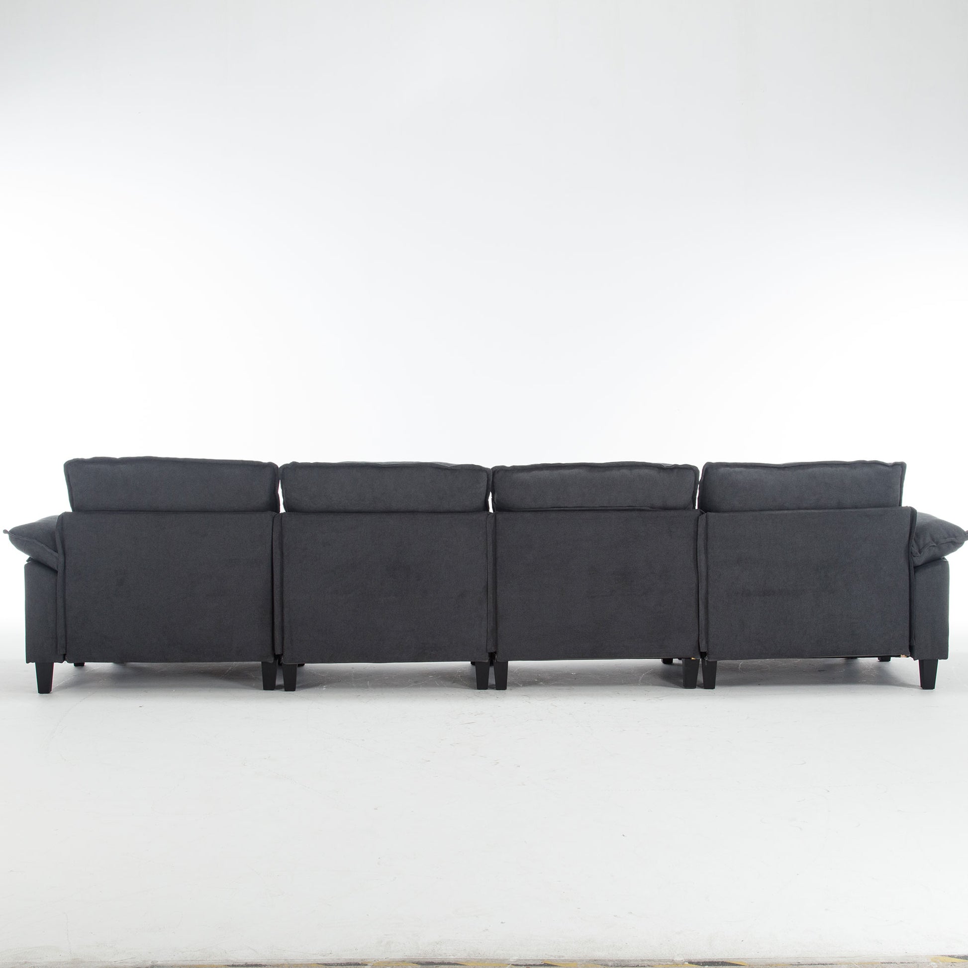 154.8" Oversized Modular Sofaice Velvet Large U Shaped Couch Comfy Upholstered 4 Seat Sofa With 2 Ottoman, 4 Lumbar Pillow, Deep Seat Couch For Living Room Dark Gray Primary Living Space Modern Foam Polyester 6 Seat