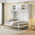 Full Size Murphy Bed Wall Bed With Top Cabinets,White Full White Plywood