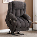 Up To 350 Lbs Chenille Power Lift Recliner Chair, Heavy Duty Motion Mechanism With 8 Point Vibration Massage And Lumbar Heating, Usb And Type C Ports, Stainless Steel Cup Holders, Grey White Metal Primary Living Space Heavy Duty Pine Grey Chenille Power