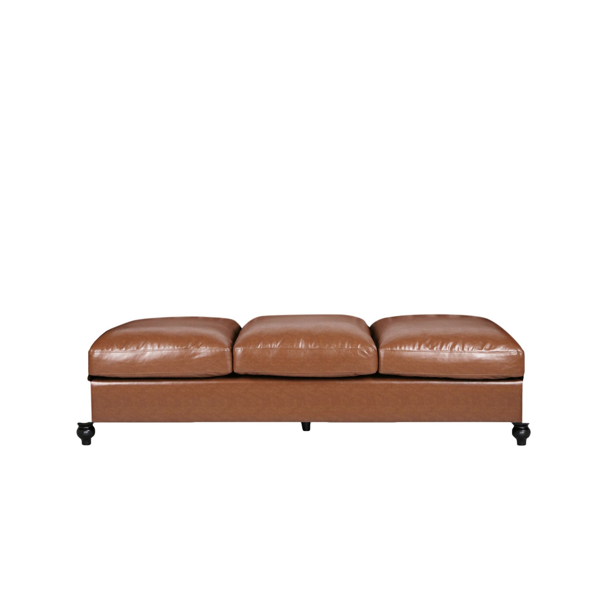 84.50'' Mid Century Cognac Brown 3 Seater Sofa, Pu, Classic Retro Sofa With Rolled Arms Modern, Elegant, And Comfortable Couch, Perfect For Living Room, Office, Bedroom, Primary Living Spaces Cognac Wood Primary Living Space Medium Soft Tight Back Medium