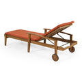 Jason Chaise Lounge Orange Wood Fabric