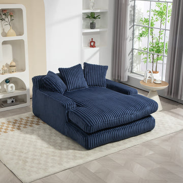 Coolmore Corduroy Lazy Sofa With 3 Back Pillows,Comfy Sofa Deep Seat Couch For Living Room,Club Navy Navy Primary Living Space Foam Corduroy 1 Seat