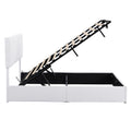 Queen Size Upholstered Platform Bed With A Hydraulic Storage System White Old Sku: Lp000211Aak White Upholstered
