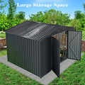 Outdoor Sheds 10Ft X 10Ft & Outdoor Storage Clearance, Metal Anti Corrosion Utility Tool House With Lockable Door & Shutter Vents, Waterproof Storage Garden Shed For Backyard Lawn Patio Black Garden & Outdoor Iron