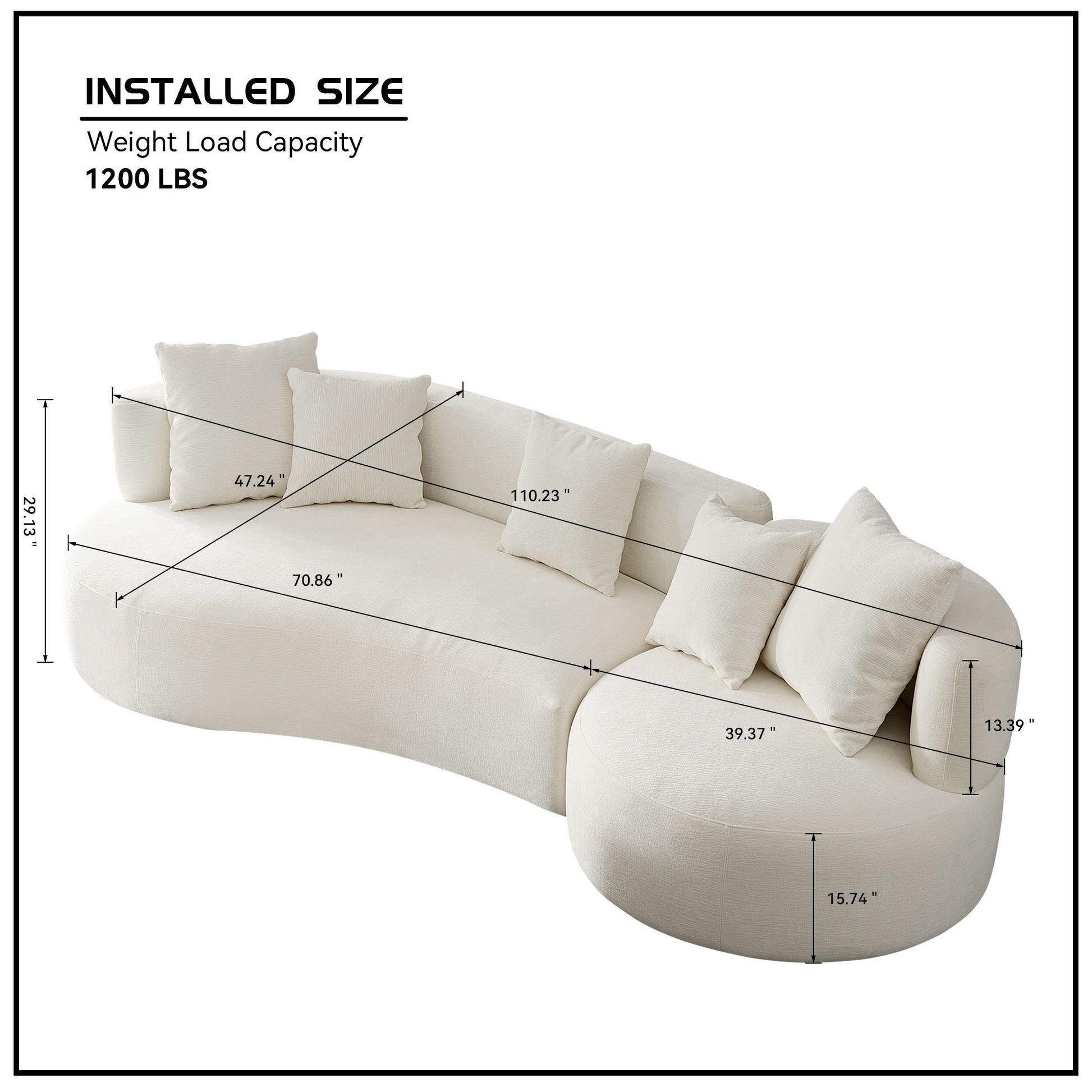 110.23 Inch Modern Sectional Curved Rotatable Sofa Couch, Swivel Sofa 360 Comfy Sofa For Living Room Bedroom,Upholstered 4 Seat Sofa Couch Fabric Cream Style Couch Set For Apartment,Beige Beige Fabric 4 Seat