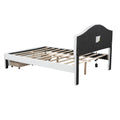Queen Size Upholstered Platform Bed With Tufted Headboard, Led And 2 Drawers, White Box Spring Not Required Queen White Wood Bathroom Bed Frame Faux Leather Upholstered
