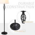 Homcom 3 Piece Table Floor Lamp Set With Metal Pole, Round Base, And Fabric Lampshade, For Living Room, Black White White Glass Metal