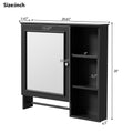 Wall Mounted Bathroom Storage Cabinet, Medicine Cabinets With Large Mirror Door, Adjustable Shelves And Three Open Storage Levels Not Include Bathroom Vanity Black 1 5 Mirror Included Bathroom Wall Mounted Mdf Glass Painted