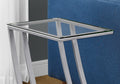 Accent Table, C Shaped, End, Side, Snack, Living Room, Bedroom, Tempered Glass, Grey Metal, Contemporary, Modern Silver Metal