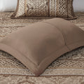 5 Piece Reversible Jacquard Bedspread Set Brown Gold Queen Queen Brown Gold Microfiber