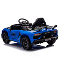 12V Kids Ride On Car W Parents Remote Control,Licensed Lamborghini Aventador Xago,Hydraulic Pressure Door,Slow Start,Early Education,Bluetooth,Adjustable Volume,Mp3,Usb,Led Lights For Kids Aged 2 4. Blue 50 99 Lbs Polypropylene