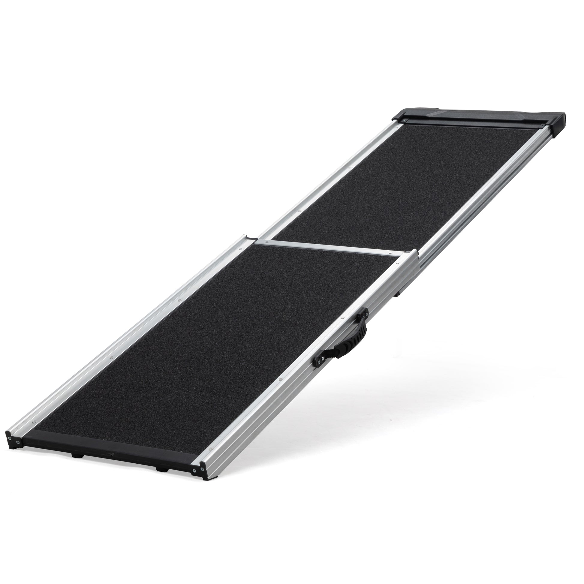 Foldable Aluminum Dog Car Step Ramp, Dog Ramp Climbing Ladder With Pvc Handle, Non Slip Foot Mats For Most Sized Dogs, Pet Ramp Ladder, Black Black