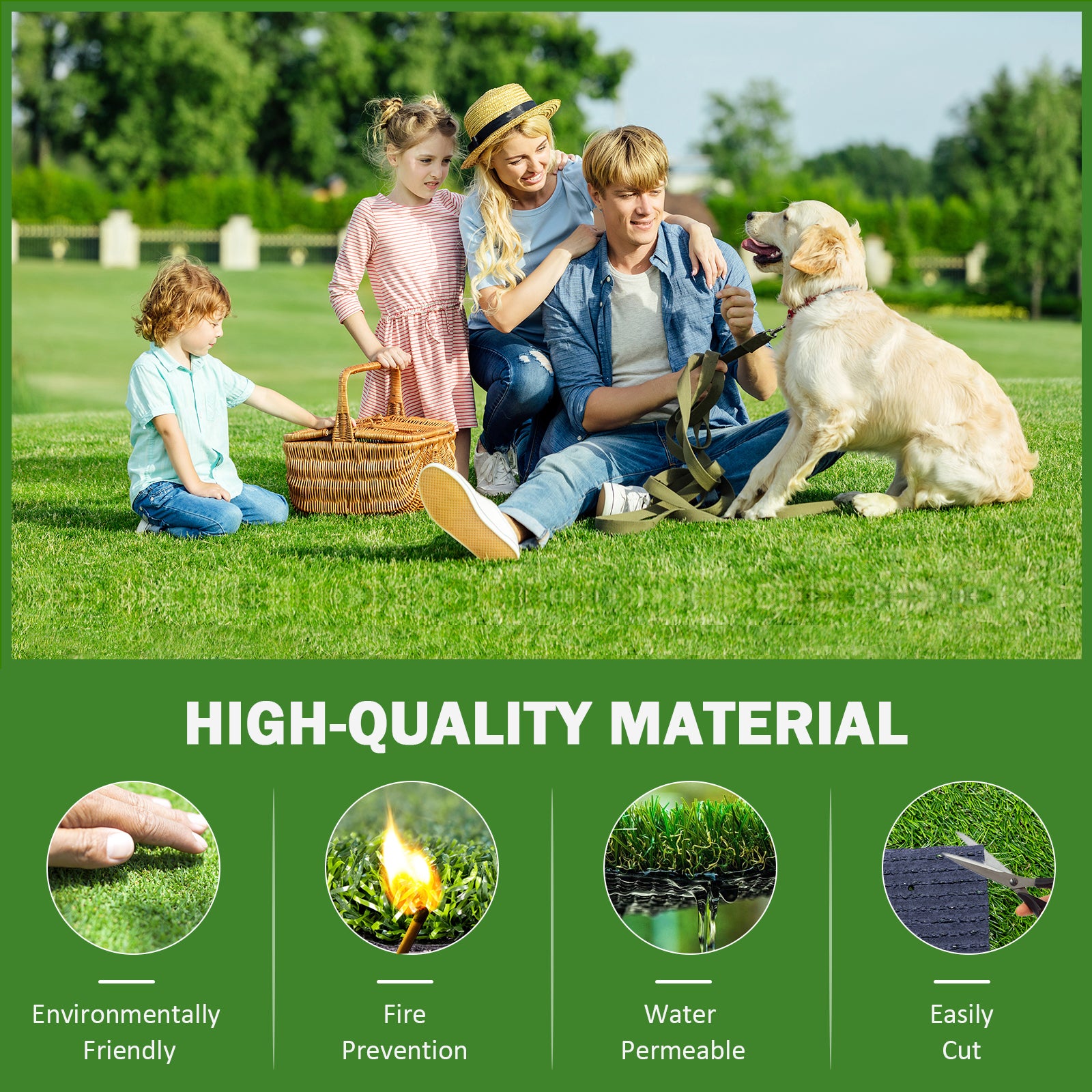 2Pack 3.3Ftx10Ft Artificial Grass Realistic Synthetic Thick Fake Faux Grass Rug Astroturf Carpet Landscape For Dogs Indoor Outdoor Garden Lawn Mat, With Drainage Holes Green Polypropylene