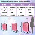 3 Piece Hard Shell Luggage Set With Tsa Lock Spinner Wheel Abs Lightweights Checked Convenient Stackable Suitcase Woman Men 20 24 28 Pink Abs