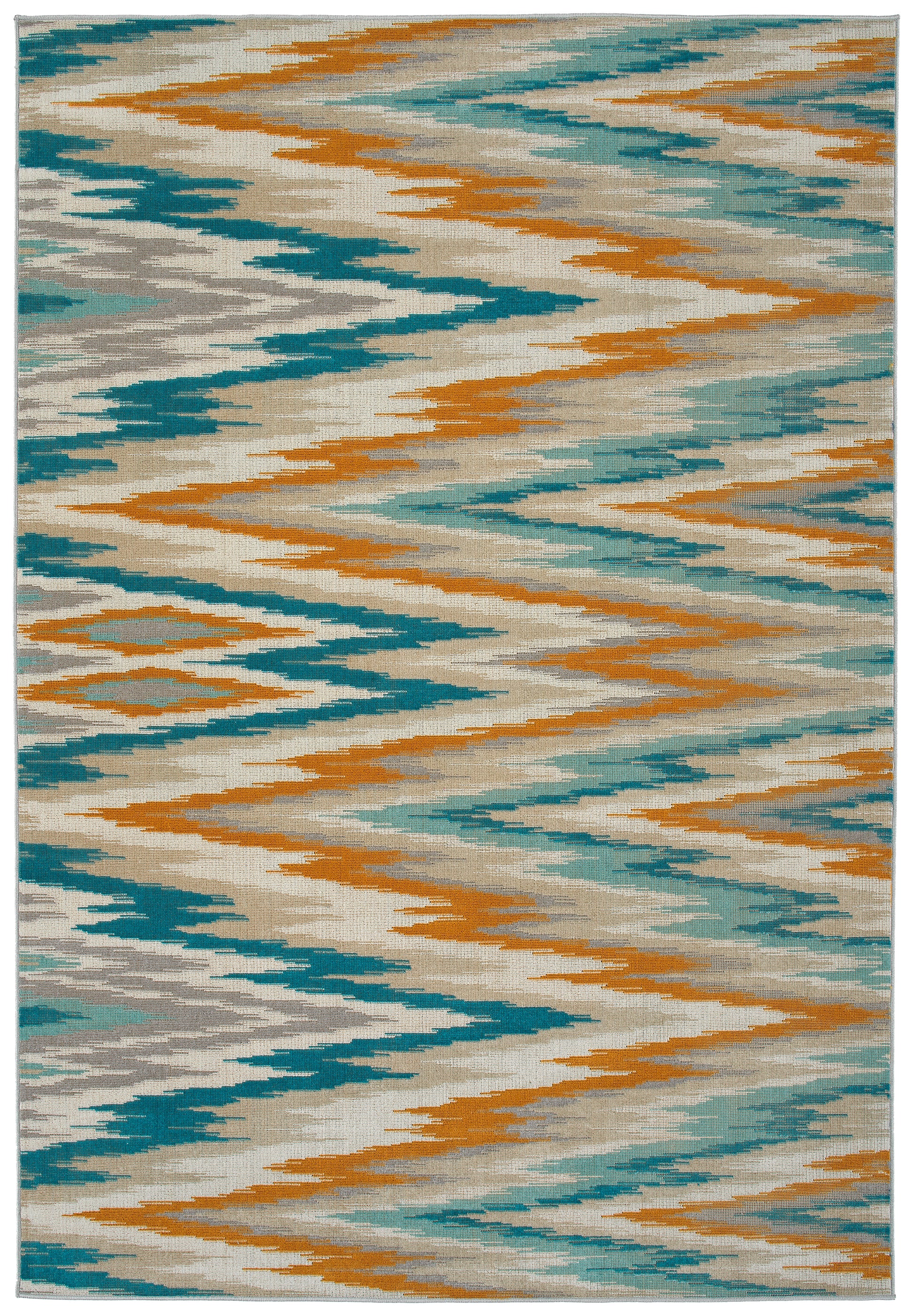 Modern, Ikat, Geometric, Kids, Textured Cut Pile 2'2" X 7'6" Runner Multi Polypropylene