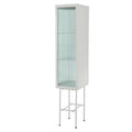 Retro Style Freestanding Metal Tall Display Cupboard With Glass Door And Three Detachable Shelves For Office, Living Room, Kitchen Console Sideboard,Bedside Entryway White Old Sku:W68751717 Cream White Steel