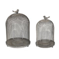 Set Of 2 Ophira Sparrow Antique Gray Mesh Candle Holders, L: D8.5X13