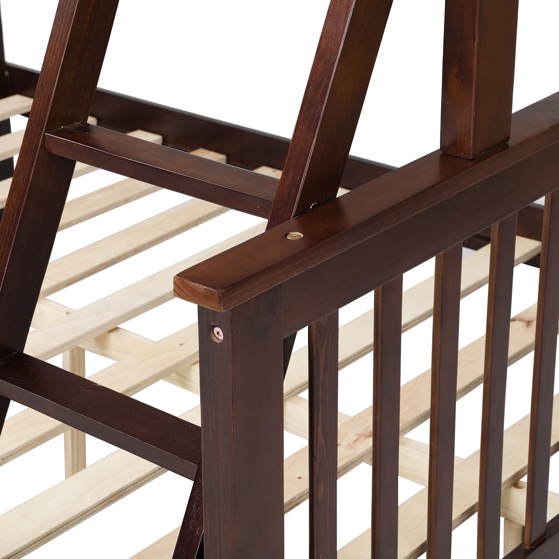 Twin Over Full Bunk Bed With Storage Drawers, Wooden Bunk Bed With Ladder And Safety Guard Rails Espresso Full Espresso Wood