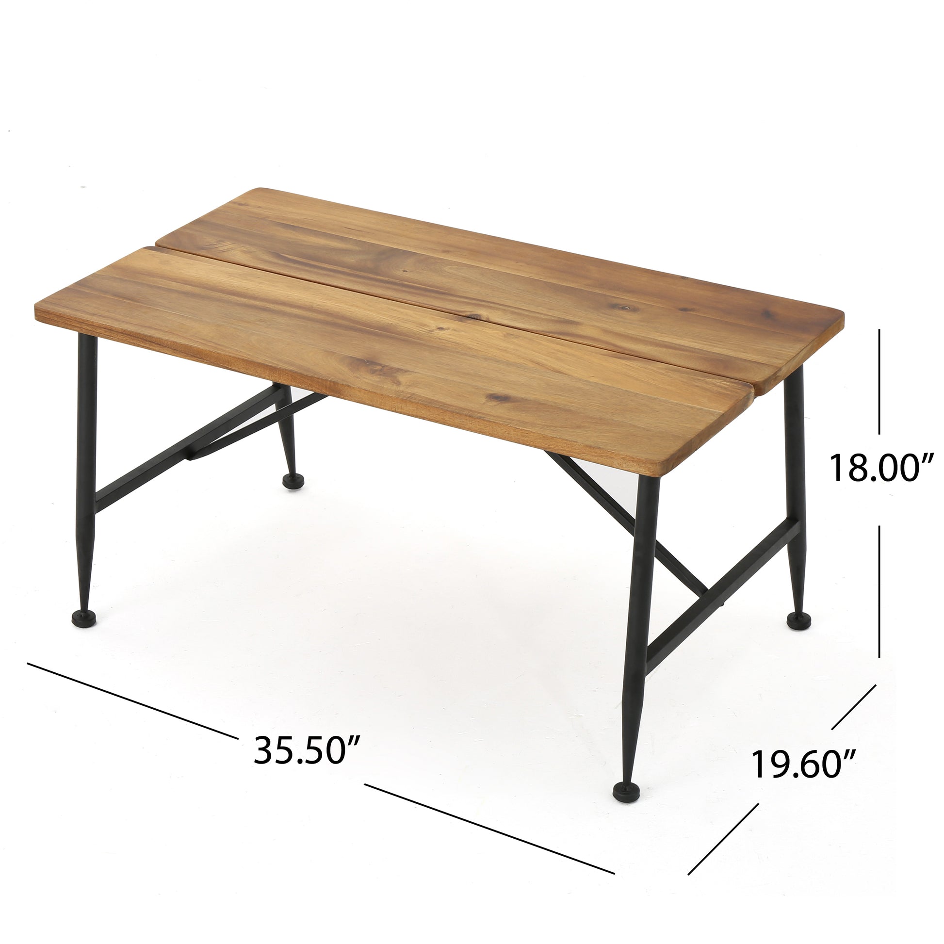 Ocala Industrial Wood Metal Coffee Table Black Acacia Wood