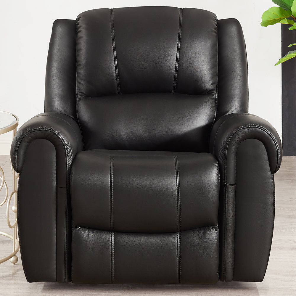 Marco Leather Recliner Black Memory Foam Genuine Leather