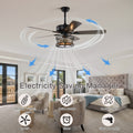 52 Inch Farmhouse 3 Lights Ceiling Fan With 5 Wood Blades, Two Color Fan Blade, Ac Motor, Remote Control, Reversible Airflow, Multi Speed, Adjustable Height, Traditional Ceiling Fa No Include Bulbs Matt Black American Design,American