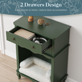 Pet Storage Cabinet With Wall Mounted Cabinet, 2 Drawers And Semi Open Space, Hidden Cat Litter Box, Multi Functional End Table Green Green Wood