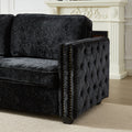 Convertible Sleeper Sofa With Memory Foam Mattress, 3 Seater Full Size Bed Couch For Living Rooms, Designed With Chenille Fabric Black Chenille 3 Seat