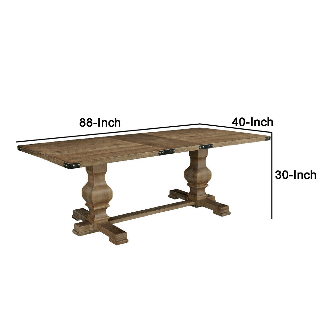 Tyler 88 Inch Classic Rectangular Dining Table, Rubberwood, Natural Brown Brown Rubber Wood