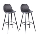 Bar Stools Set Of 2, 30 Inches Velvet Barstool Modern Counter Bar Height Chair With Back, Sturdy Metal Legs & Footrests, Easy Assembly, Island Stool For Kitchen Bar Dark Grey Velvet