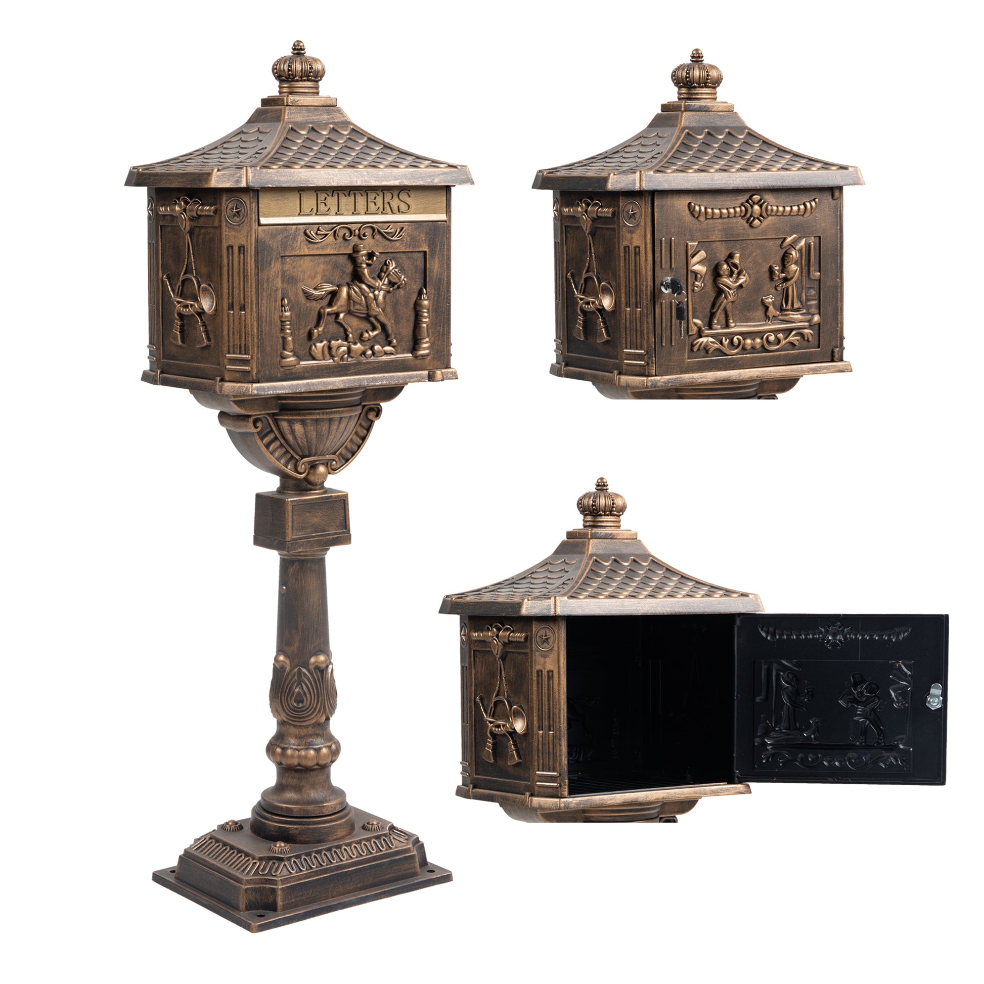 Polar Aurora Mailbox Cast Aluminum Bronze Mail Box Postal Box Security Heavy Duty Bronze Aluminium