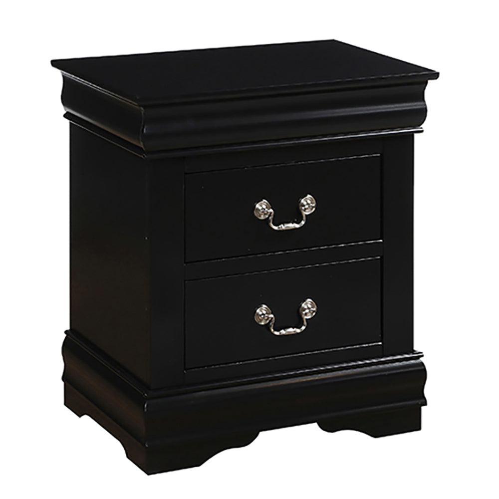 Black 2 Drawer Nightstand Black 2 Drawers Bedroom Rectangle Traditional Pine Wood