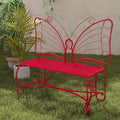 Butterfly Cast Metal Garden Bench, Outdoor Bench Patio Seat, Park Bench Outdoor Seating For Garden, Yard, Park, Entryway Red Garden & Outdoor 2 Person Seating Group Metal