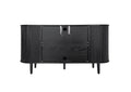 4 Door Storage Cabinet, Fluted Entertainment Center, Accent Cabinet With Adjustable Shelf ,Tv Stand Storage With Sliding Doors ,Tv Console Cabinet For Living Room Bedroom Freestanding 3 4 Spaces Natural Black Sliding Doors Dining Room Glam,Modern Mdf