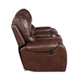 Keily 3 Piece Manual Reclining Living Room Set In Faux Leather Dark Brown Dark Brown Faux Leather