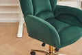 005 Velvet Fabric 360 Swivel Home Office Chair With Gold Metal Base And Universal Wheels,Green Solid Green Office Sponge Wipe Clean Modern Office Chairs Tufted Back Foam Swivel Velvet