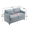United Modern Chenille Fabric Loveseat, 2 Seat Upholstered Loveseat Sofa Modern Couch Teal Blue Chenille 2 Seat