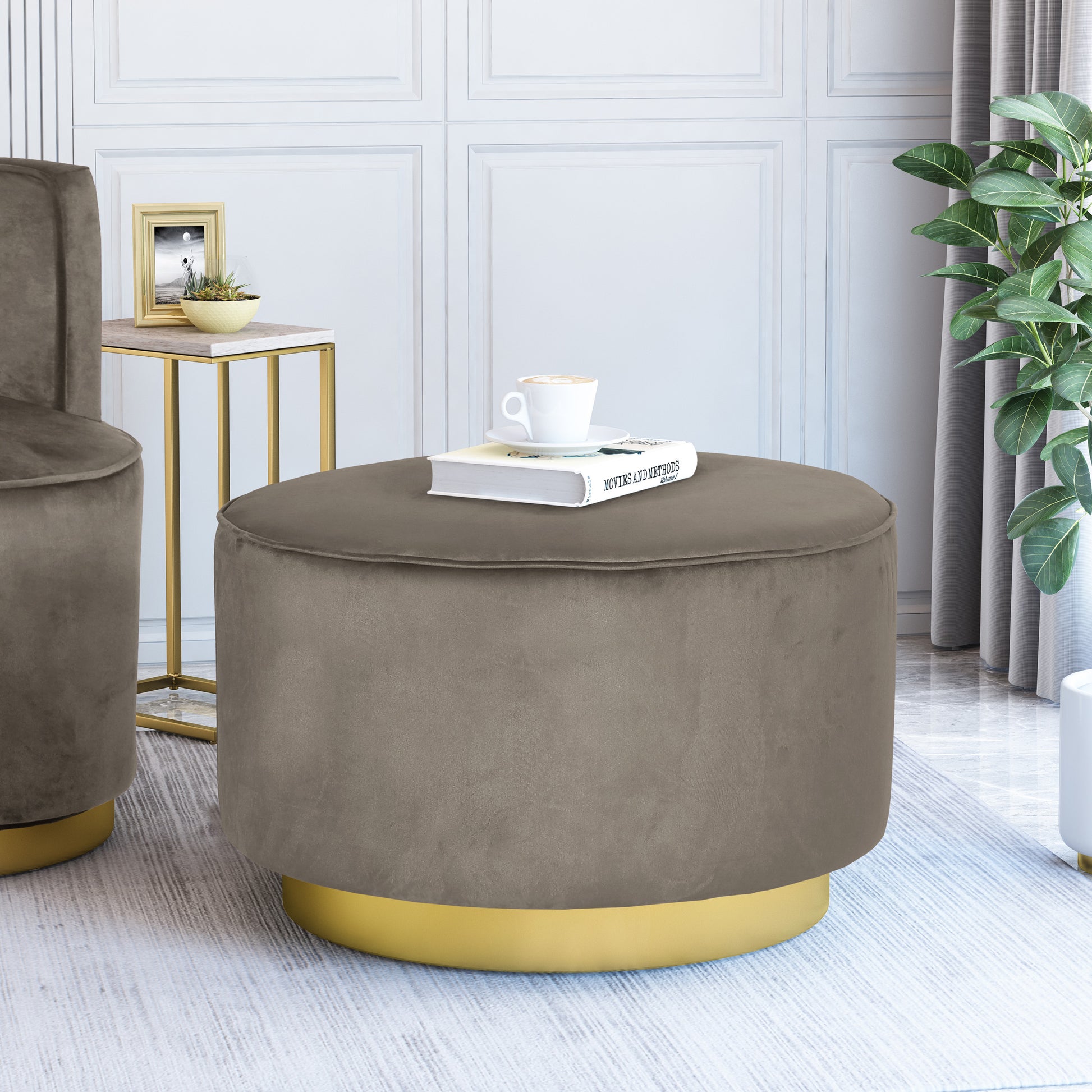 Swivel Ottoman Grey Altay Velvet